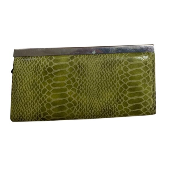 Vintage Green Snake Print Clutch Wallet With Metal Frame - Picture 5 of 5